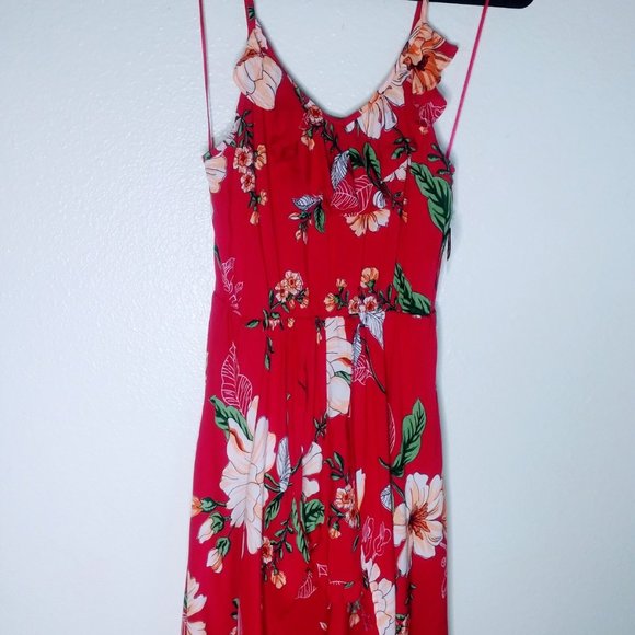 Angie Dresses & Skirts - Angie Floral Maxi Dress High Low Ruffle Shorts Red